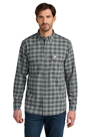 Carhartt CT107109 Rugged Flex Plaid Long Sleeve Shirt in Plaid Steel Navy