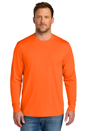 CornerStone CS440LSP Workwear Pro Long Sleeve Pocket Tee in Safety Orange