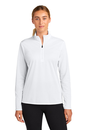 Sport-Tek LST672 Women's Micropique Sport-Wick 1/4-Zip in White