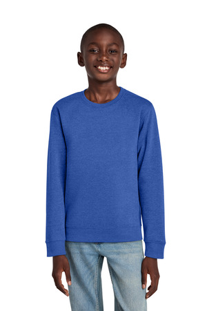 District DT6104Y Youth V.I.T. Fleece Crew in Royal Frost