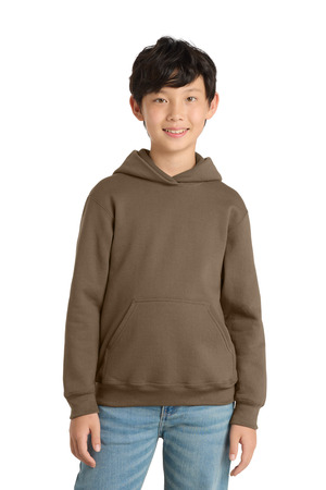 Port & Company PC78YH Youth Core Fleece Pullover Hooded Sweatshirt in Woodland Brown