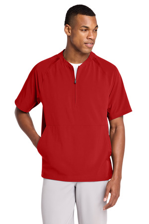 Sport-Tek JST489 Repeat 1/2-Zip Short Sleeve Jacket in Deep Red