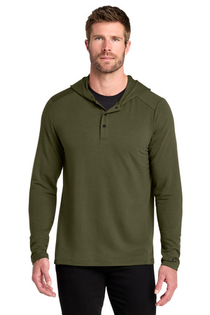 OGIO OG826 Luuma Flex Hooded Henley in Deep Olive