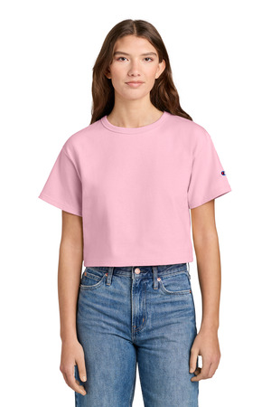 Champion T453W Women's Cropped Heritage Tee in Pink Candy