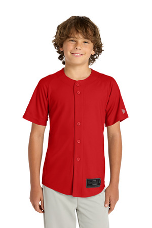 New Era YNEA220 Youth Diamond Era Full-Button Jersey in Scarlet