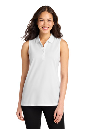 Port Authority LK110SV Women's Dry Zone UV Micro-Mesh Sleeveless Polo in White