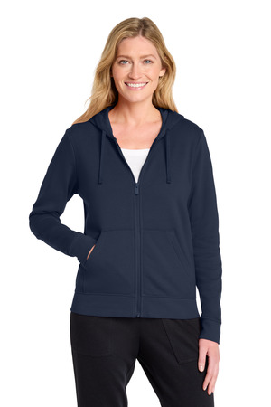 Nike NKFD9890 Women's Club Fleece Sleeve Swoosh Full-Zip Hoodie in Midnight Navy