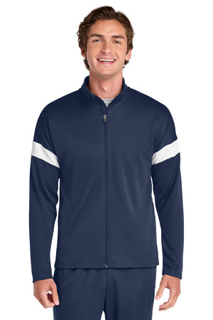 Sport-Tek ST800 Travel Full-Zip Jacket in True Navy/ White