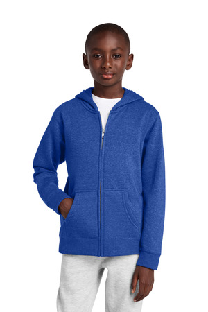 District DT6102Y Youth V.I.T. Fleece Full-Zip Hoodie in Royal Frost