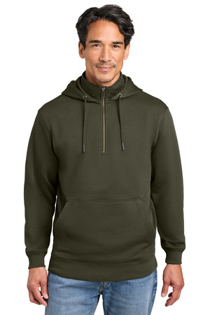 CornerStone CSF633 Tough Fleece 1/4-Zip Hoodie in Tundra Green