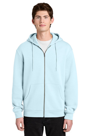 District DT6702 MelloFleece Full-Zip Hoodie in Winter Blue