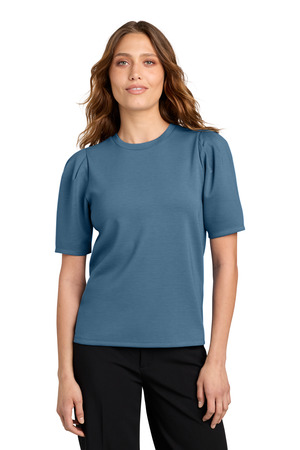 Mercer+Mettle MM1041 Women's Short Sleeve Lite Spacer Top in Harbor Blue