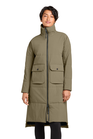 MiiR MRAW445 Women's Sashiko Stretch Puffy Long Jacket in Truffle