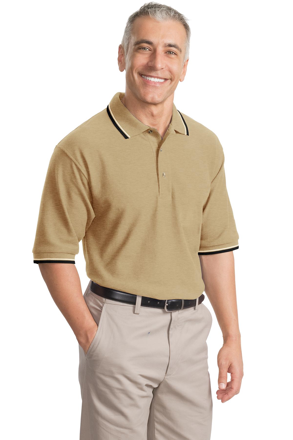 CLOSEOUT Port Authority Cool Mesh Polo with Tipping Stripe Trim. K431