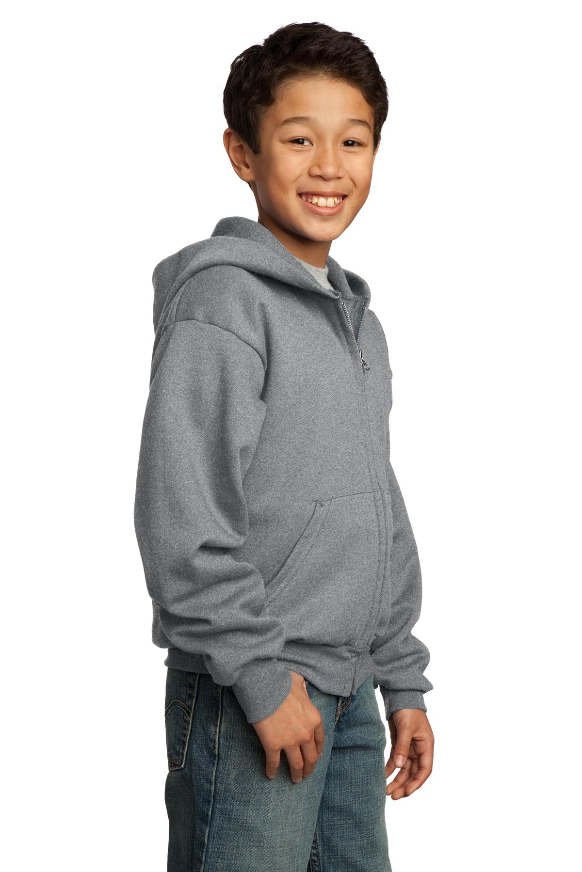 Port & Company - Youth Core Fleece Full-Zip Hooded Sweatshirt. PC90YZH