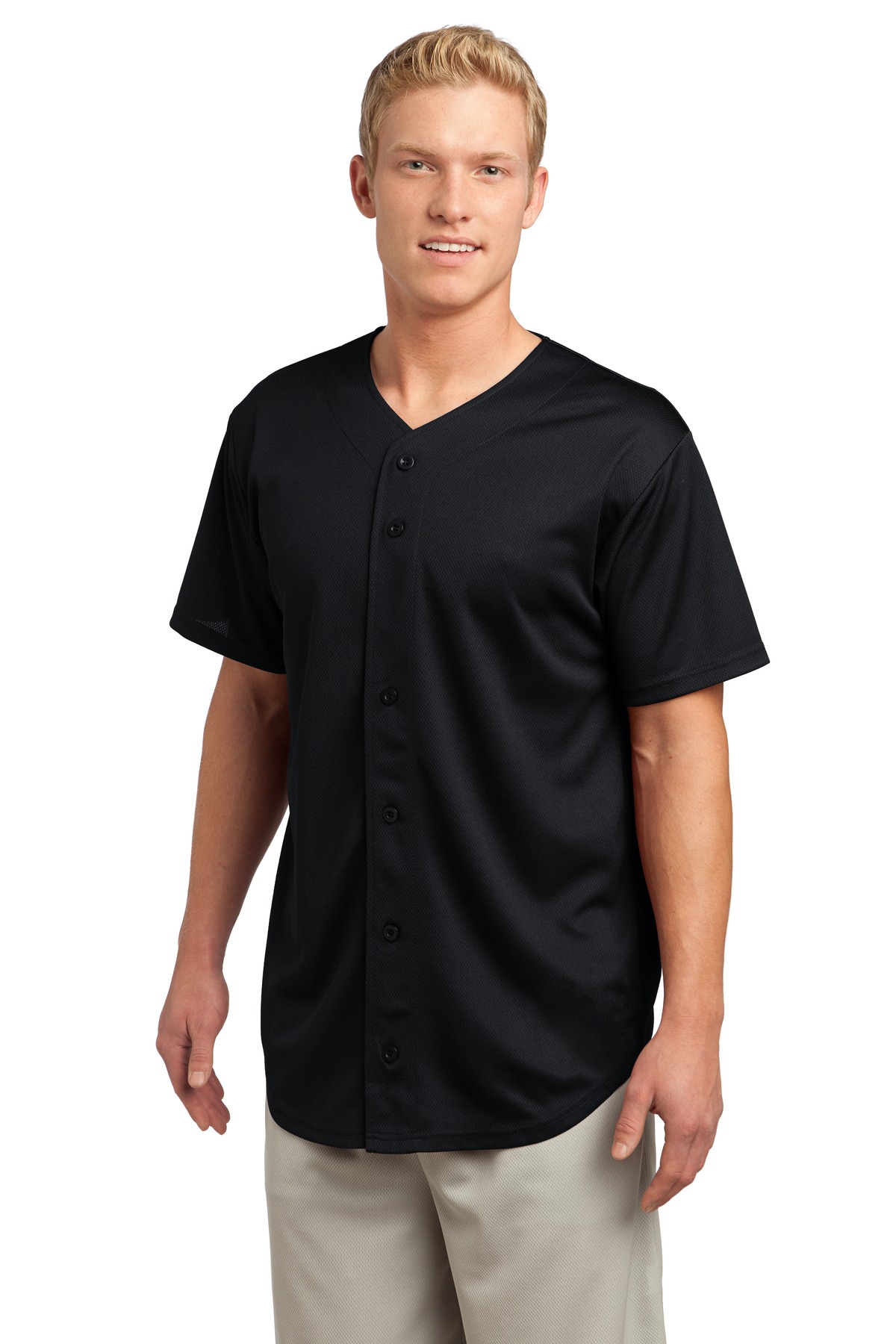 Sport-Tek PosiCharge Tough Mesh Full-Button Jersey. ST220