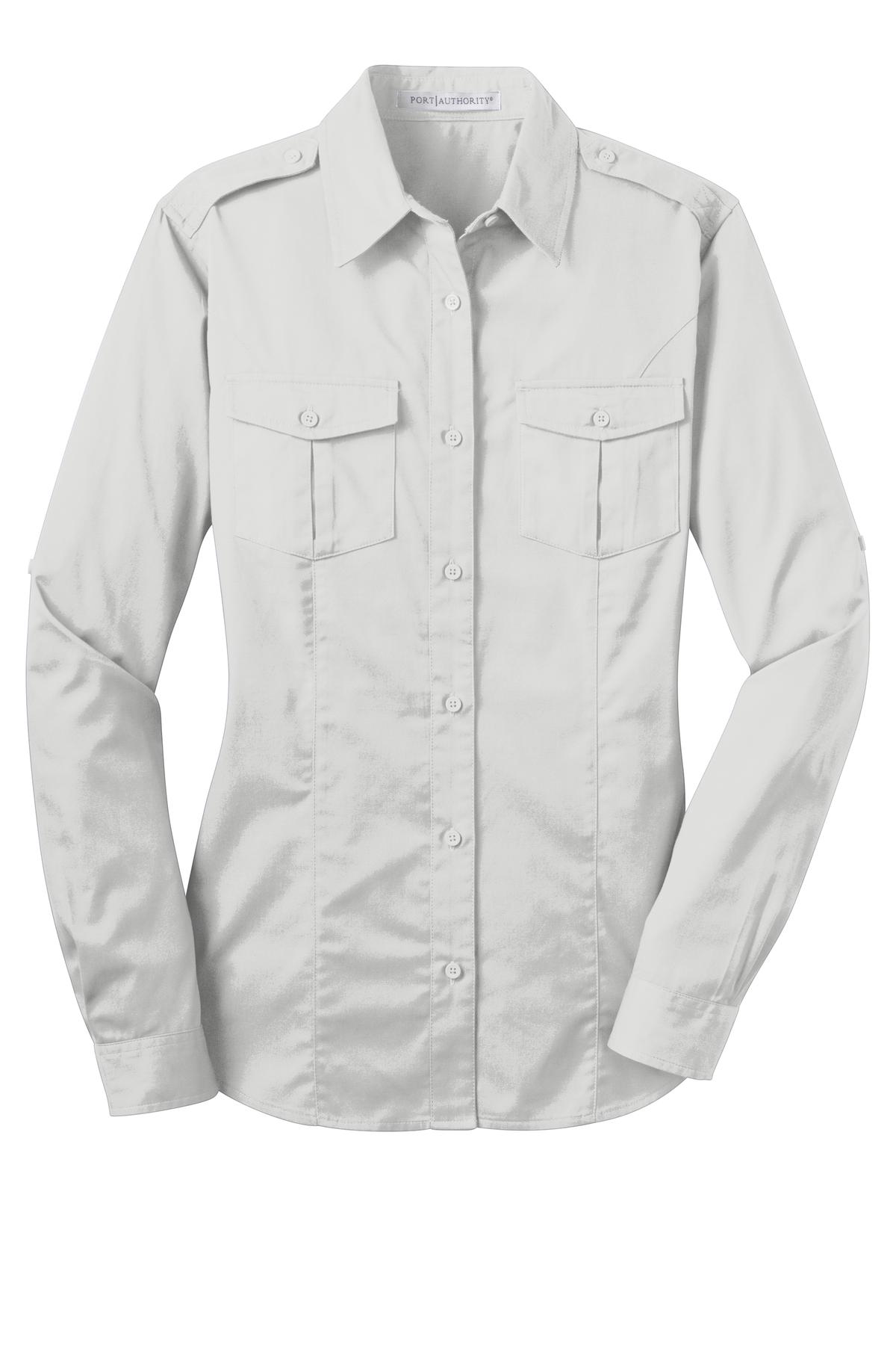 Port Authority L649 Ladies Cotton/Poly Stain-Resistant Roll Sleeve Twill Shirt