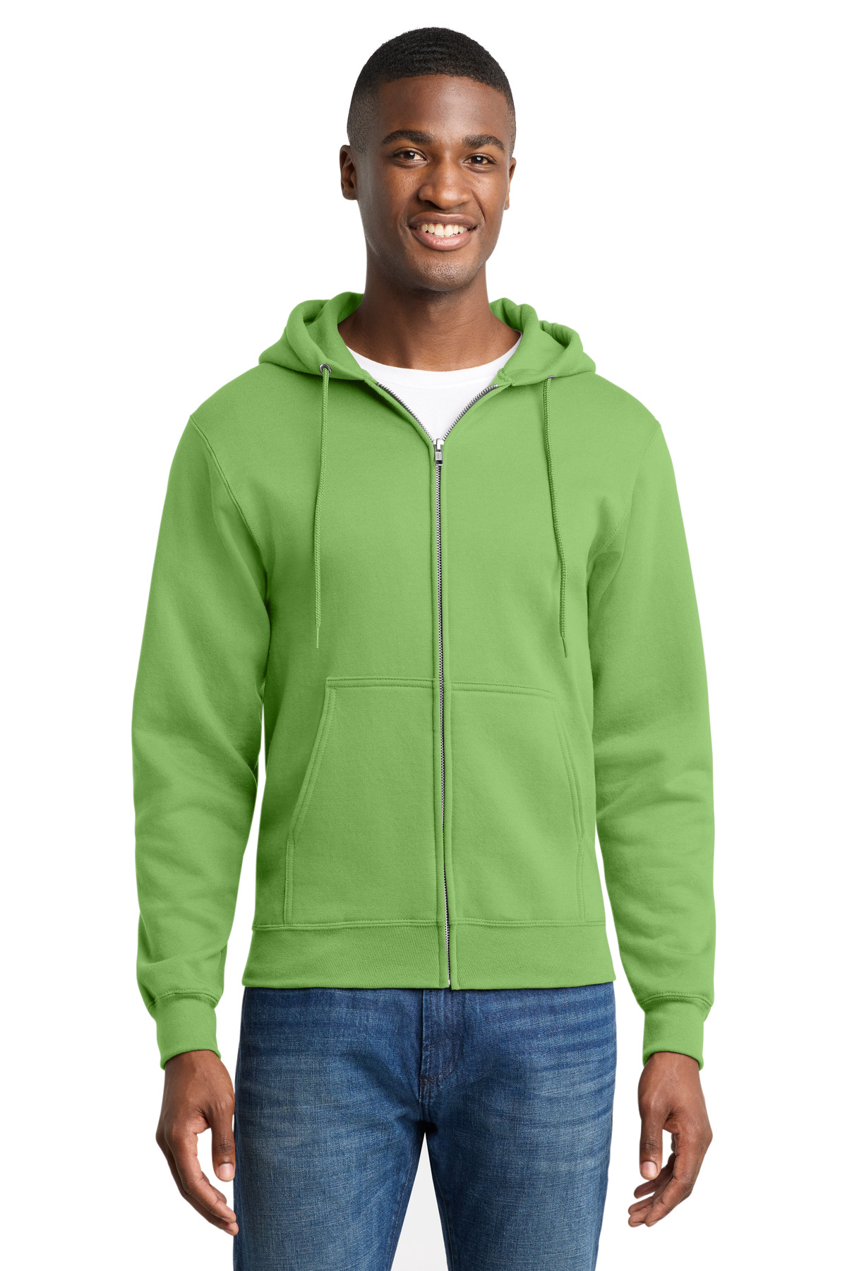 Port & Co ™  Core Fleece Full-Zip Hooded Sweatshirt. PC78ZH - Front Model