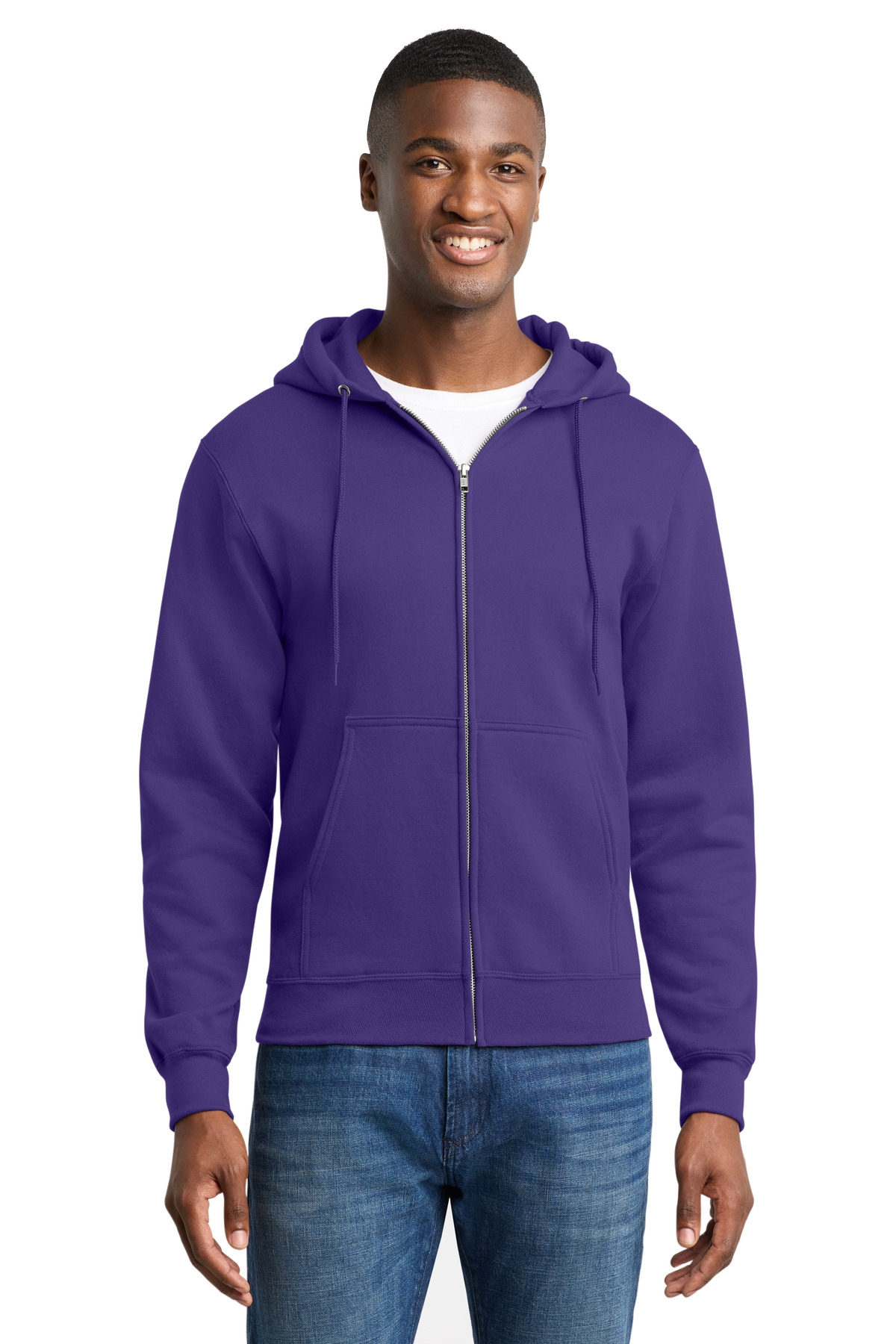 Port & Co ™  Core Fleece Full-Zip Hooded Sweatshirt. PC78ZH - Front Model