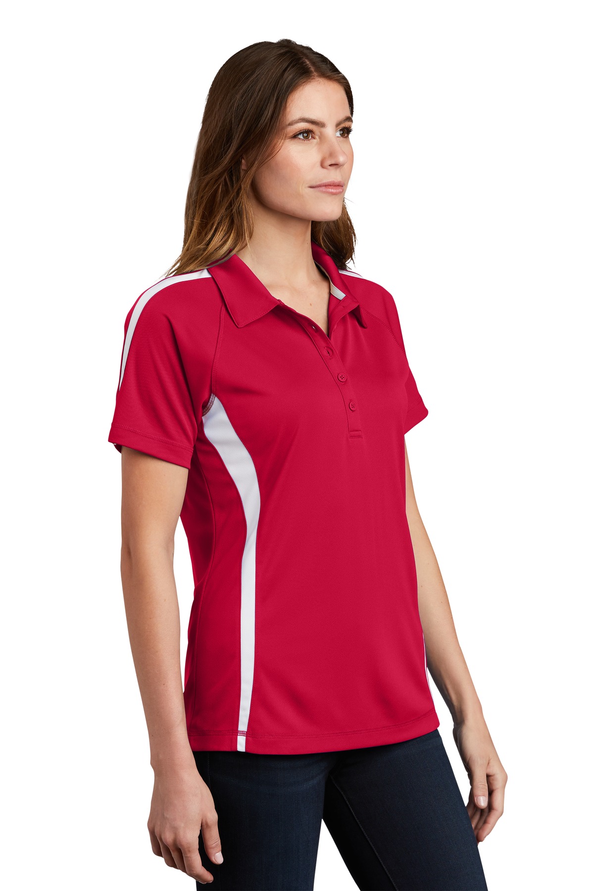 Sport-Tek Women's PosiCharge Micro-Mesh Colorblock Polo. LST685