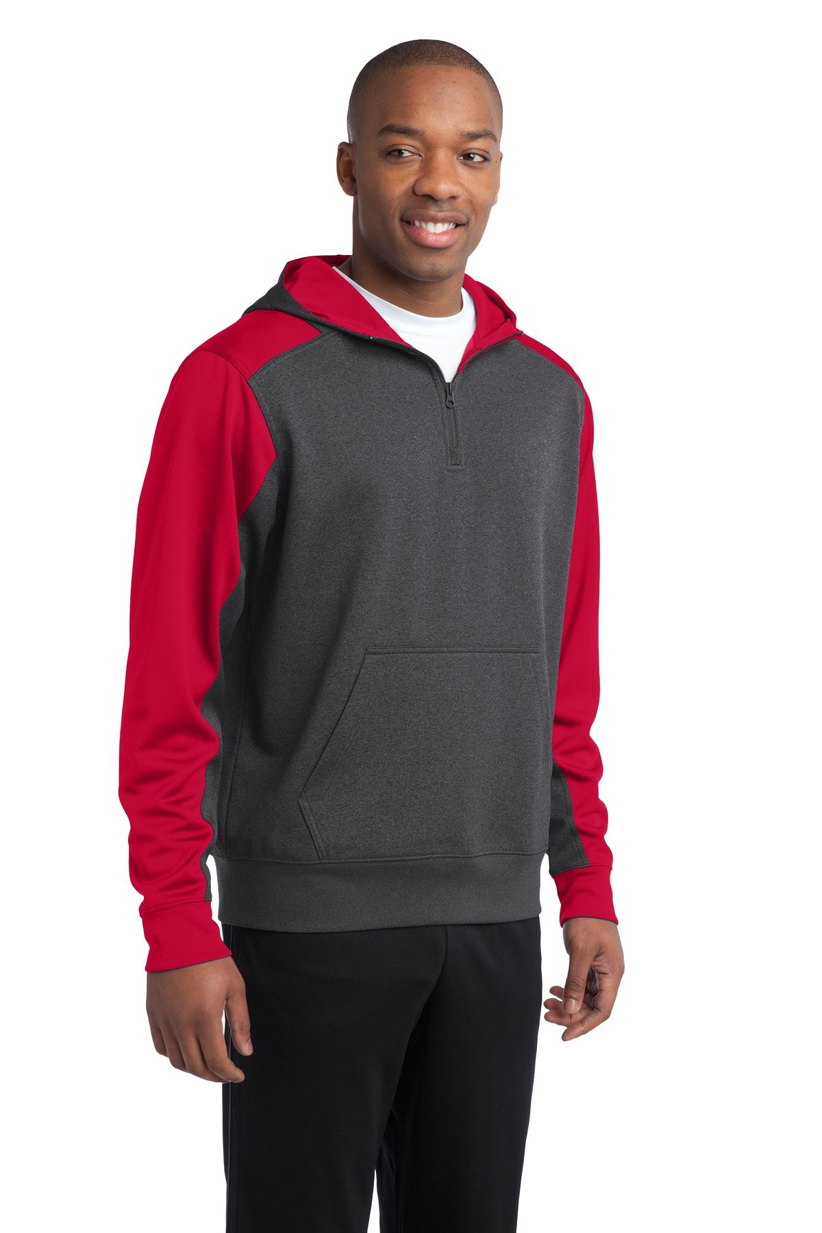 Sport-Tek Tech Fleece Colorblock 1/4-Zip Hooded Sweatshirt. ST249