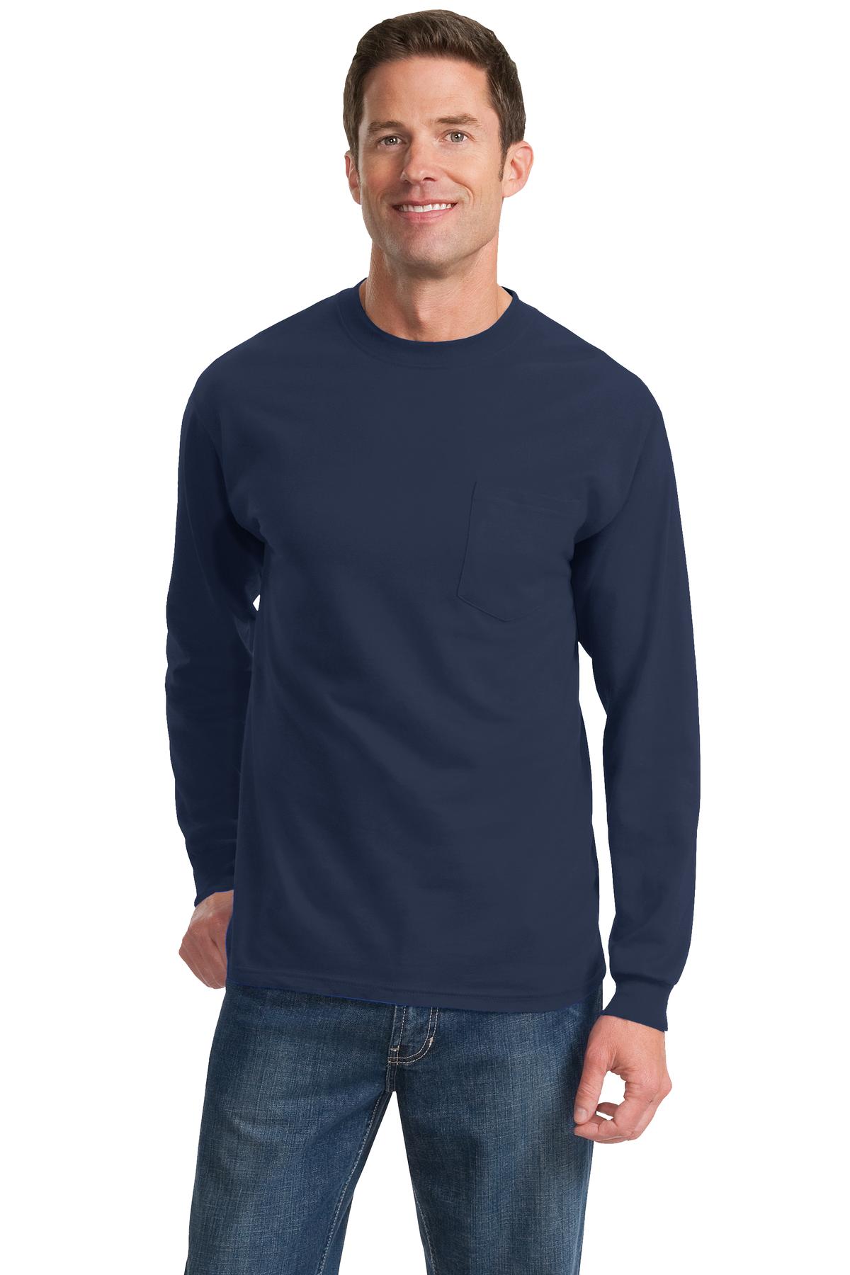 Port & Company  - Long Sleeve Essential Pocket Tee.  PC61LSP