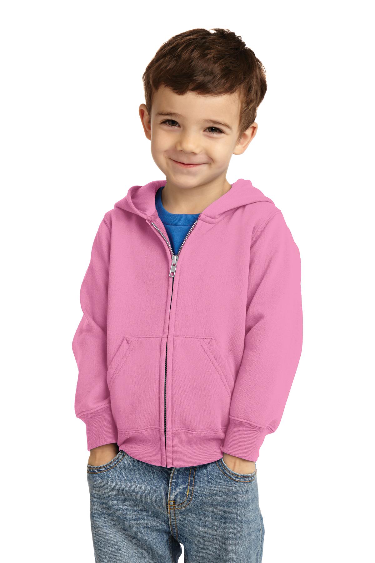 Port & Company &#174;  Toddler Core Fleece Full-Zip Hooded Sweatshirt.