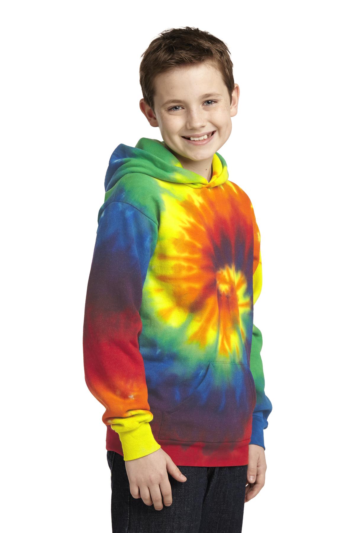 Port & Co Youth Tie-Dye Pullover Hooded Sweatshirt. PC146Y