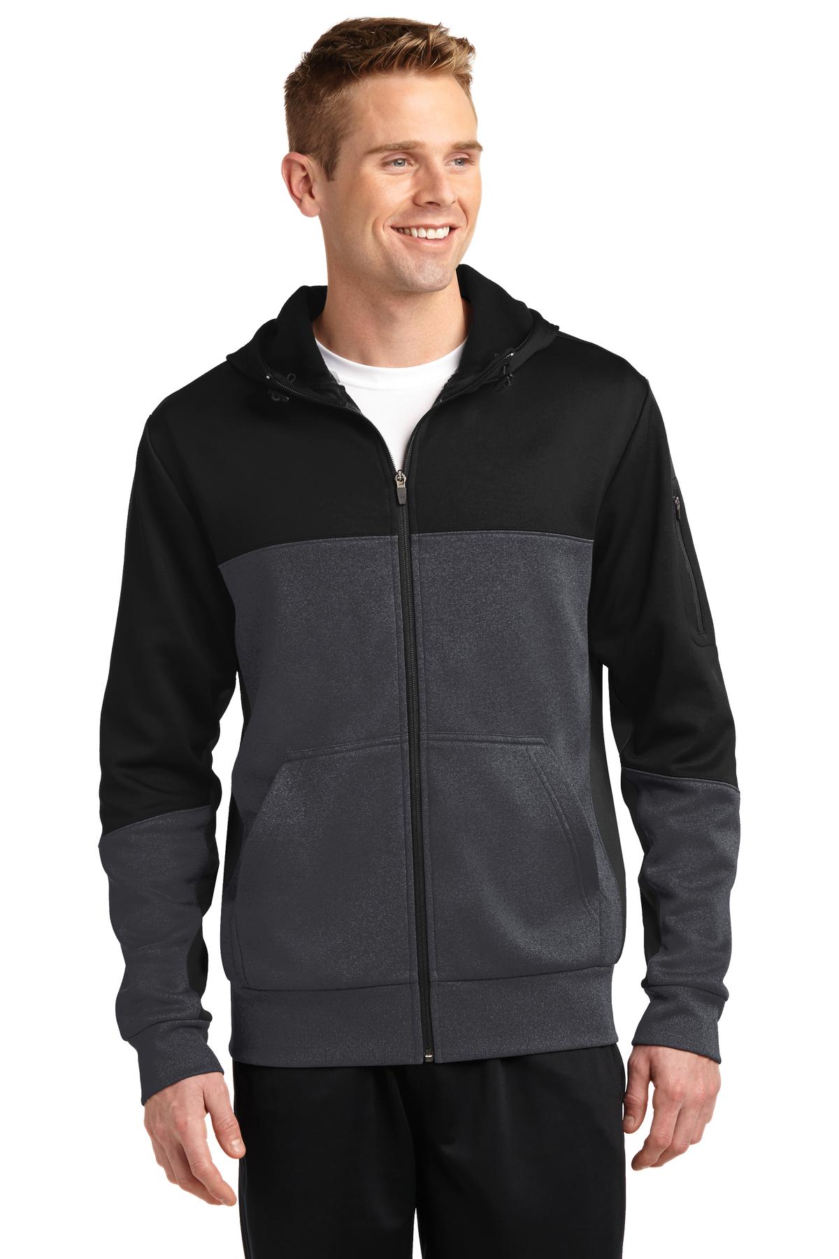 Sport-Tek Tech Fleece Colorblock Full-Zip Hooded Jacket-