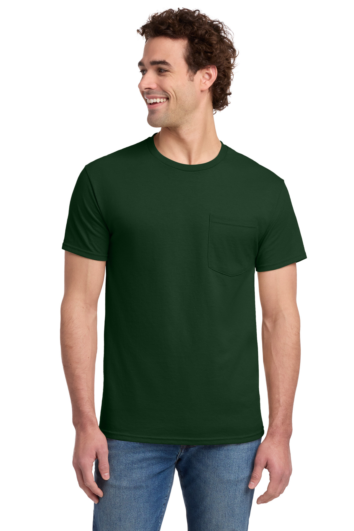 Jerzees ® - Dri-Power ® 50/50 Cotton/Poly Pocket T-Shirt. 29MP - Forest Green