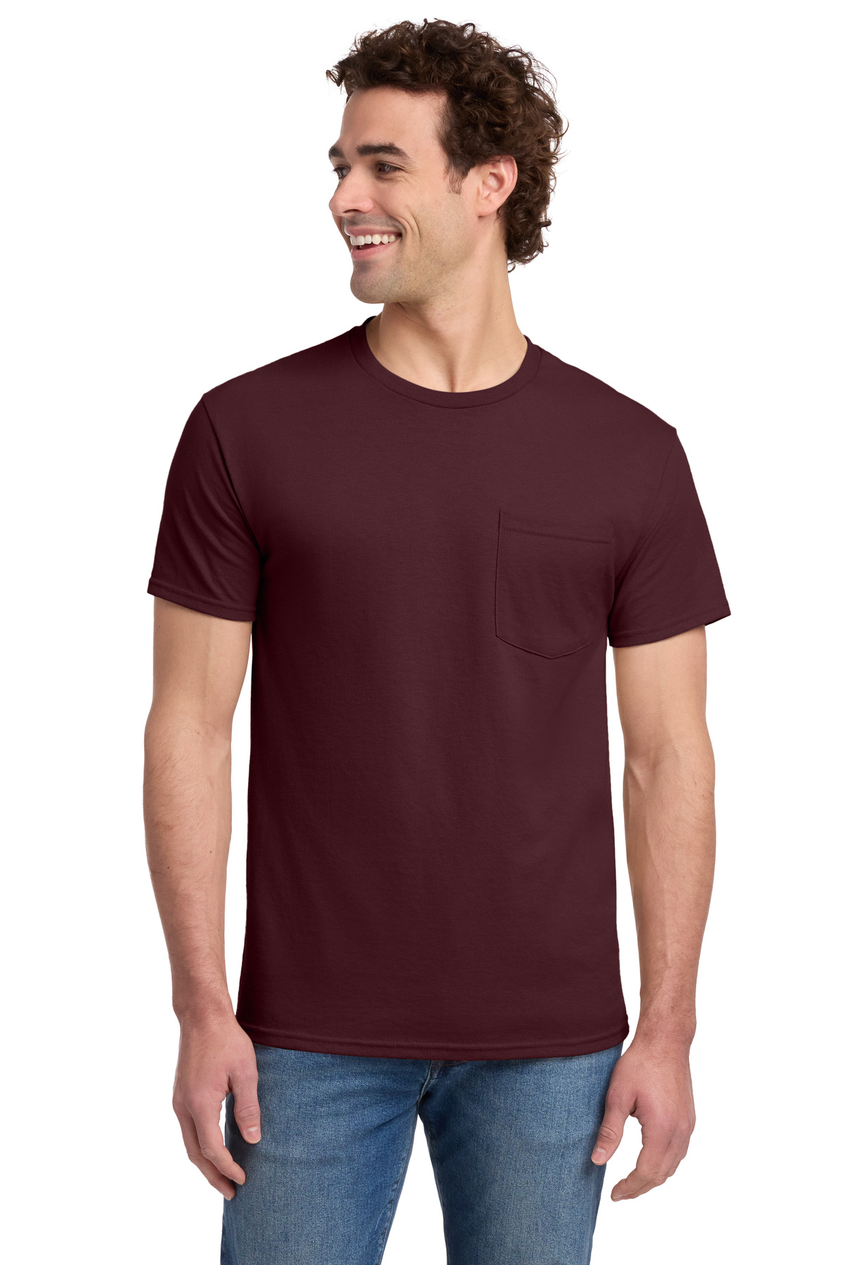 Jerzees ® - Dri-Power ® 50/50 Cotton/Poly Pocket T-Shirt. 29MP - Maroon