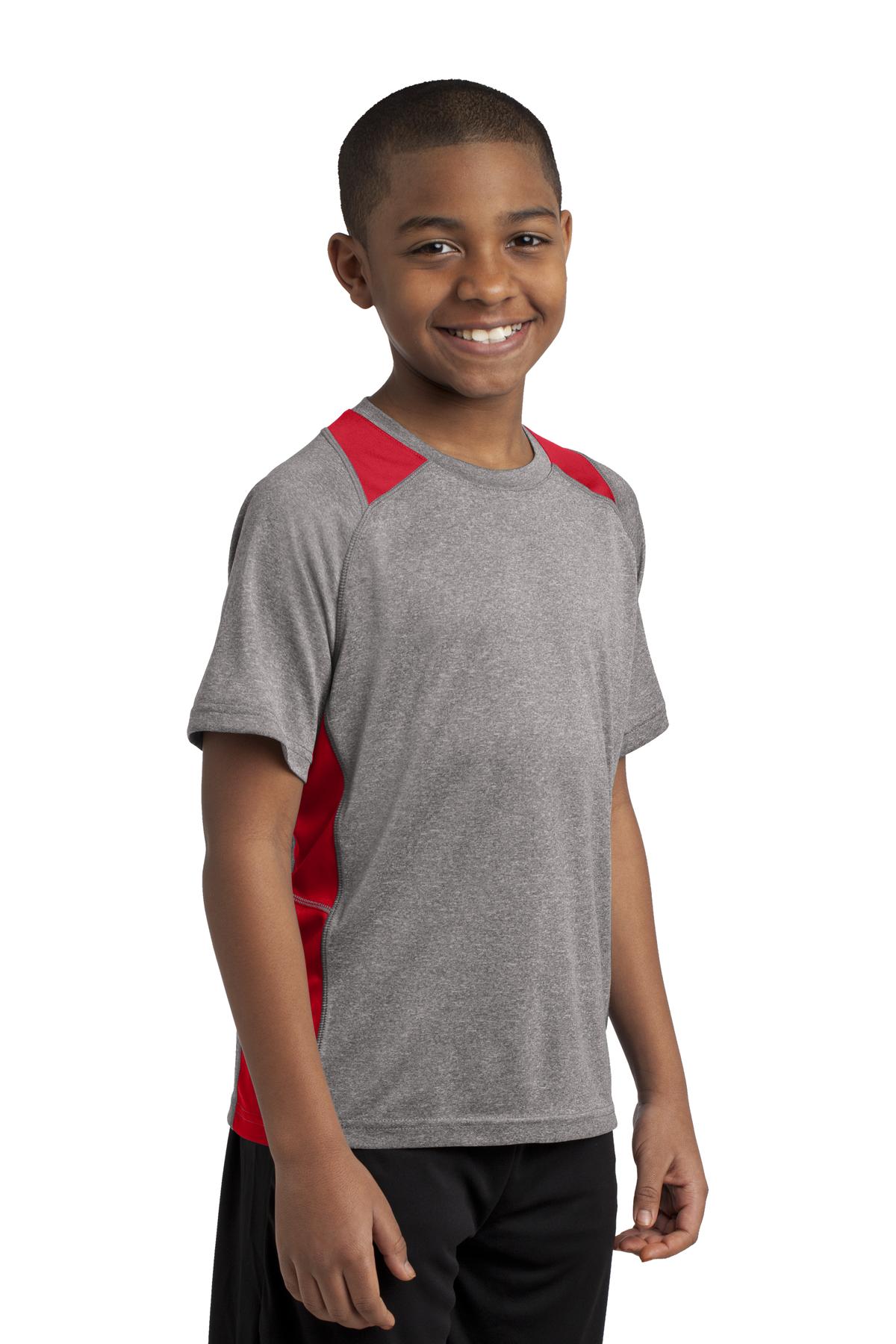Sport-Tek Youth Heather Colorblock Contender Tee. YST361