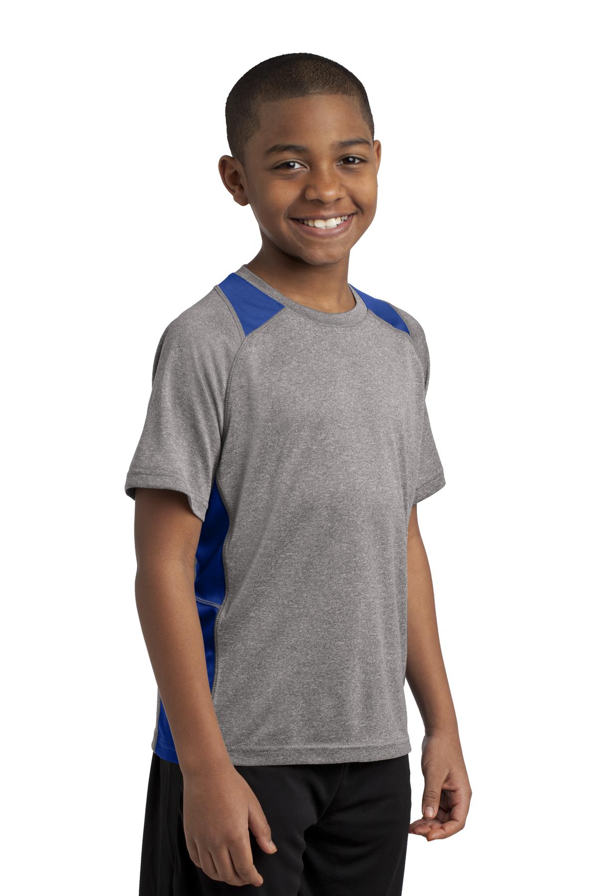 Sport-Tek Youth Heather Colorblock Contender Tee. YST361