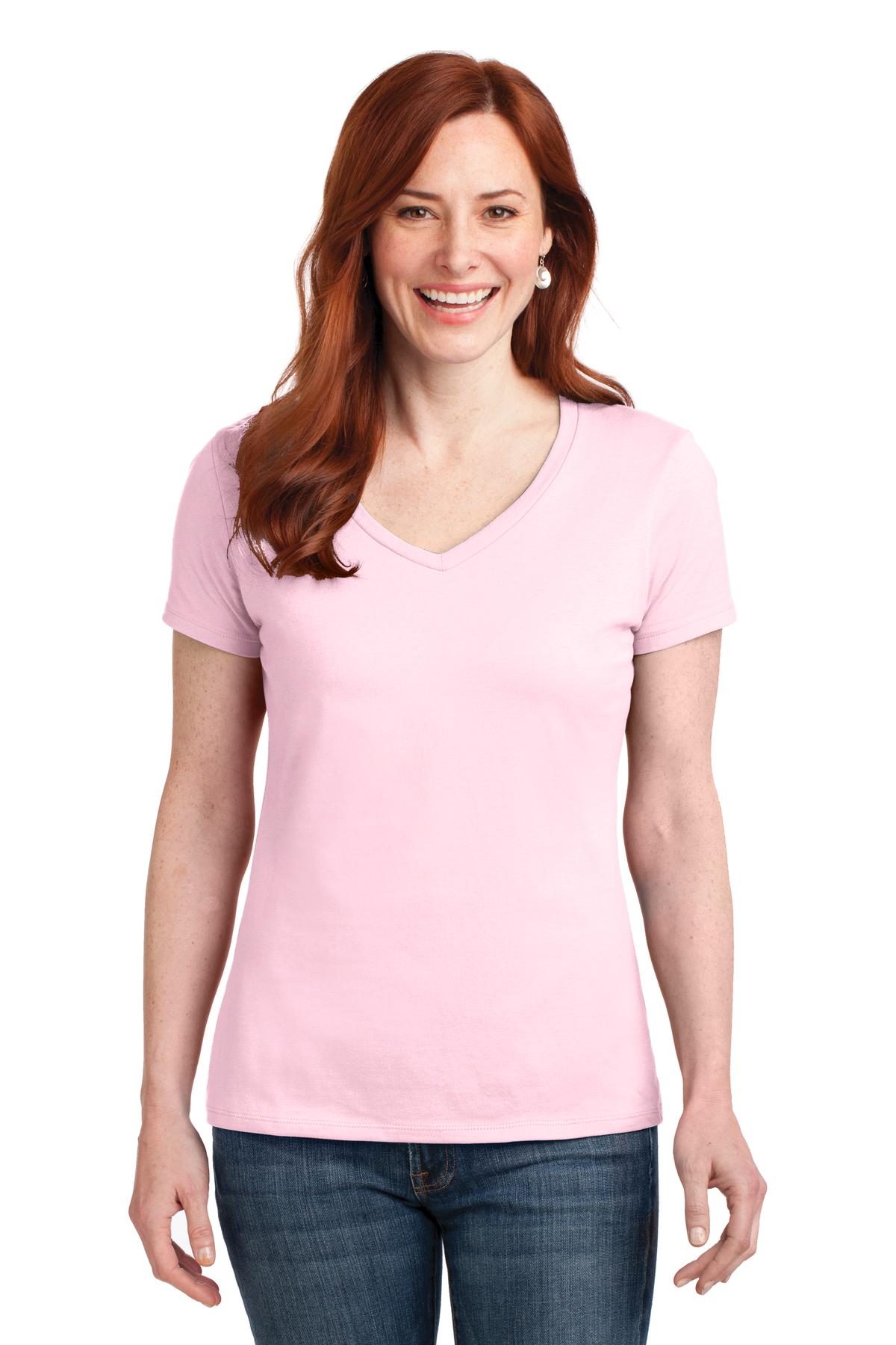 Hanes Ladies Nano-T Cotton V-Neck T-Shirt. S04V