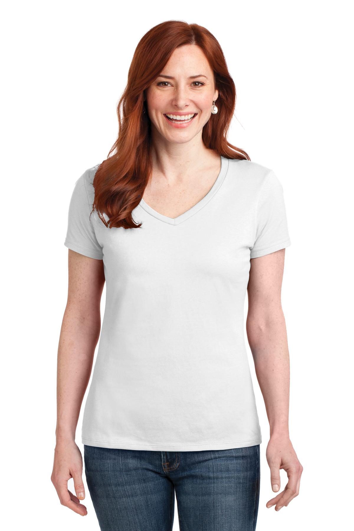 Hanes Ladies Perfect-T Cotton V-Neck T-Shirt-