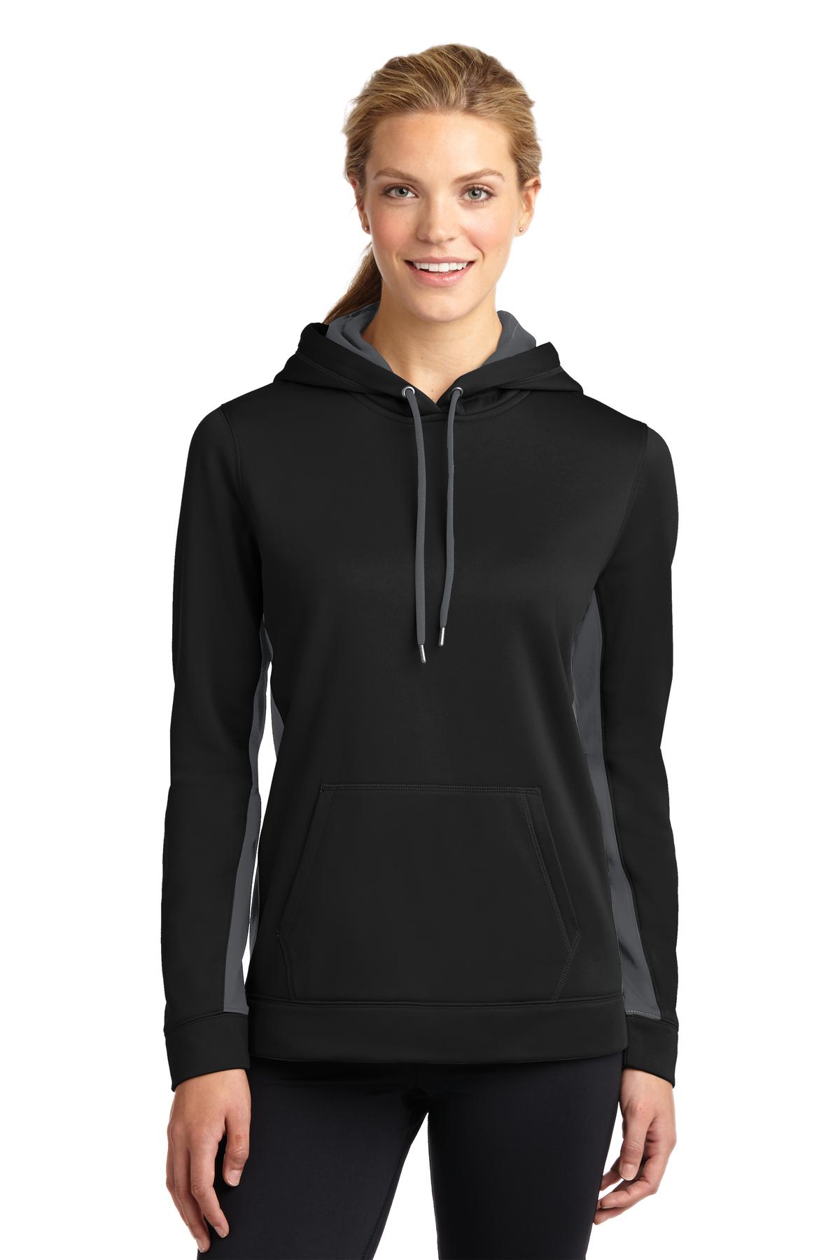 Sport-Tek Ladies Sport-Wick Fleece Colorblock Hooded Pullover-