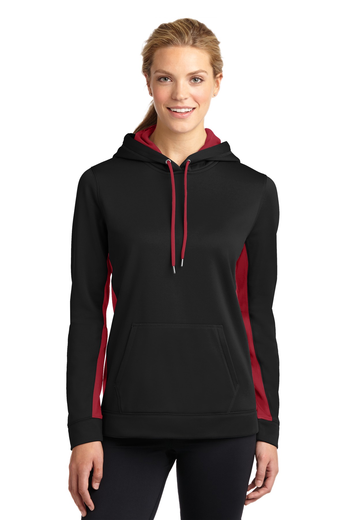 Sport-Tek Ladies Sport-Wick Fleece Colorblock Hooded Pullover - LST235