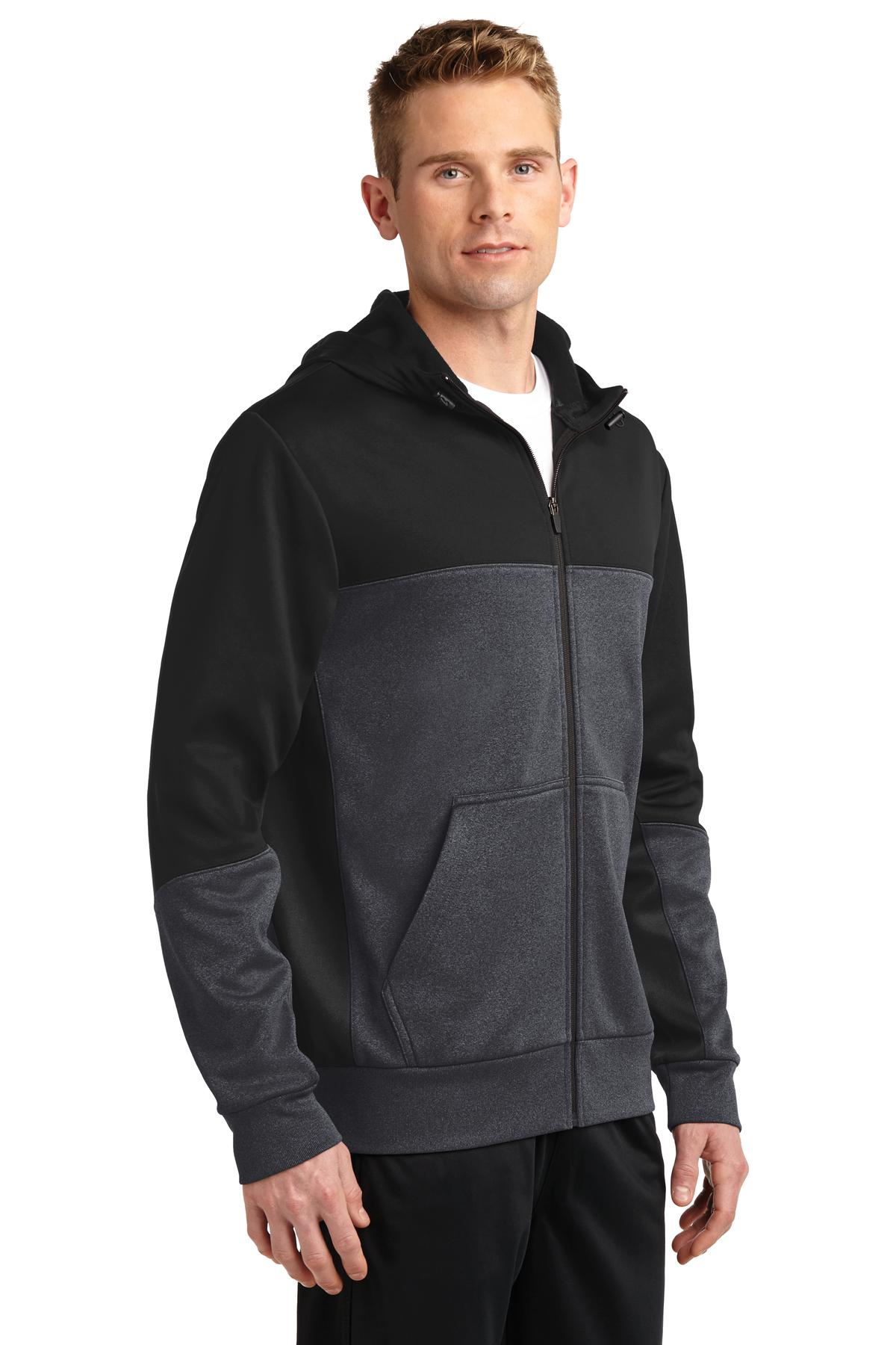 Sport-Tek Tech Fleece Colorblock Full-Zip Hooded Jacket. ST245