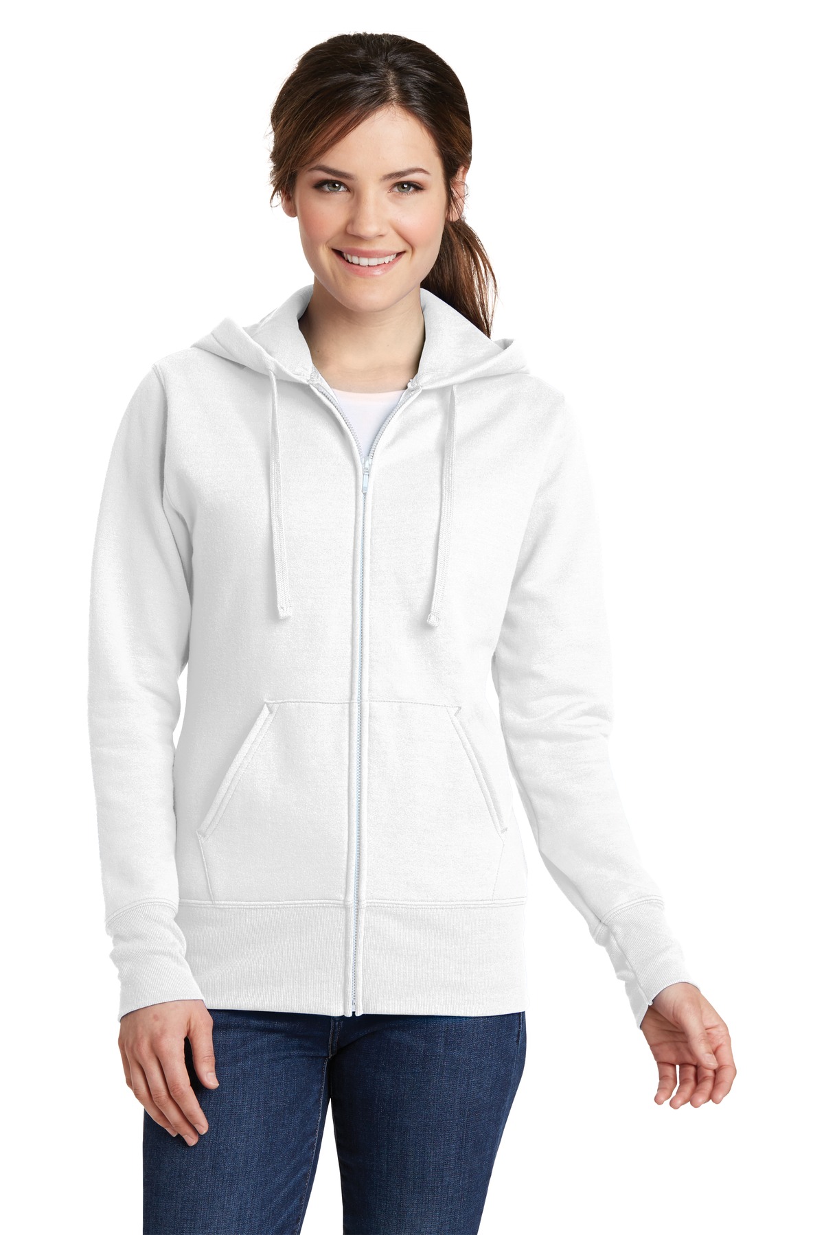 Port and Company Ladies Core Fleece Full-Zip Hooded Sweatshirt. LPC78ZH
