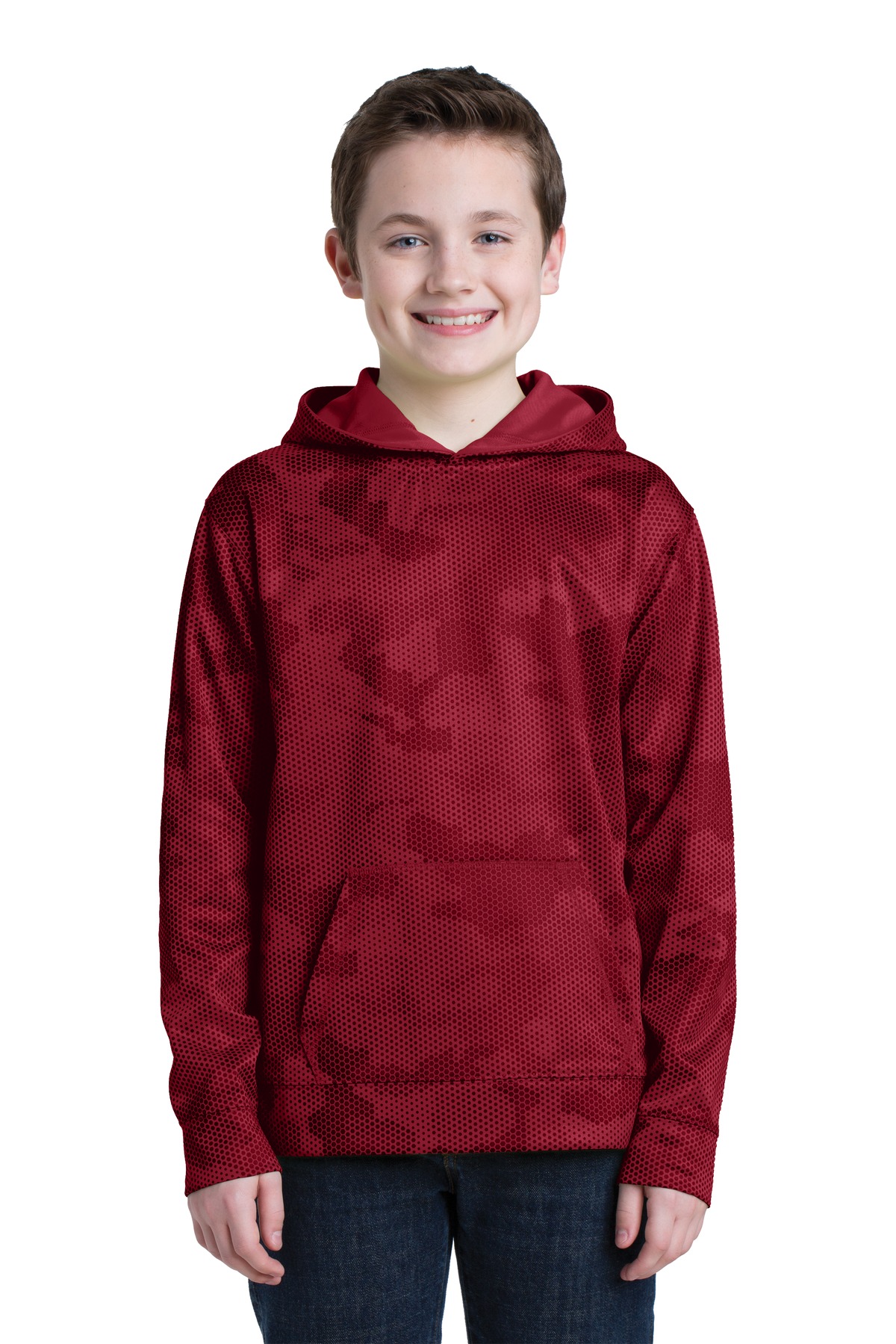 Sport-Tek Youth Sport-Wick CamoHex Fleece Hooded Pullover. YST240