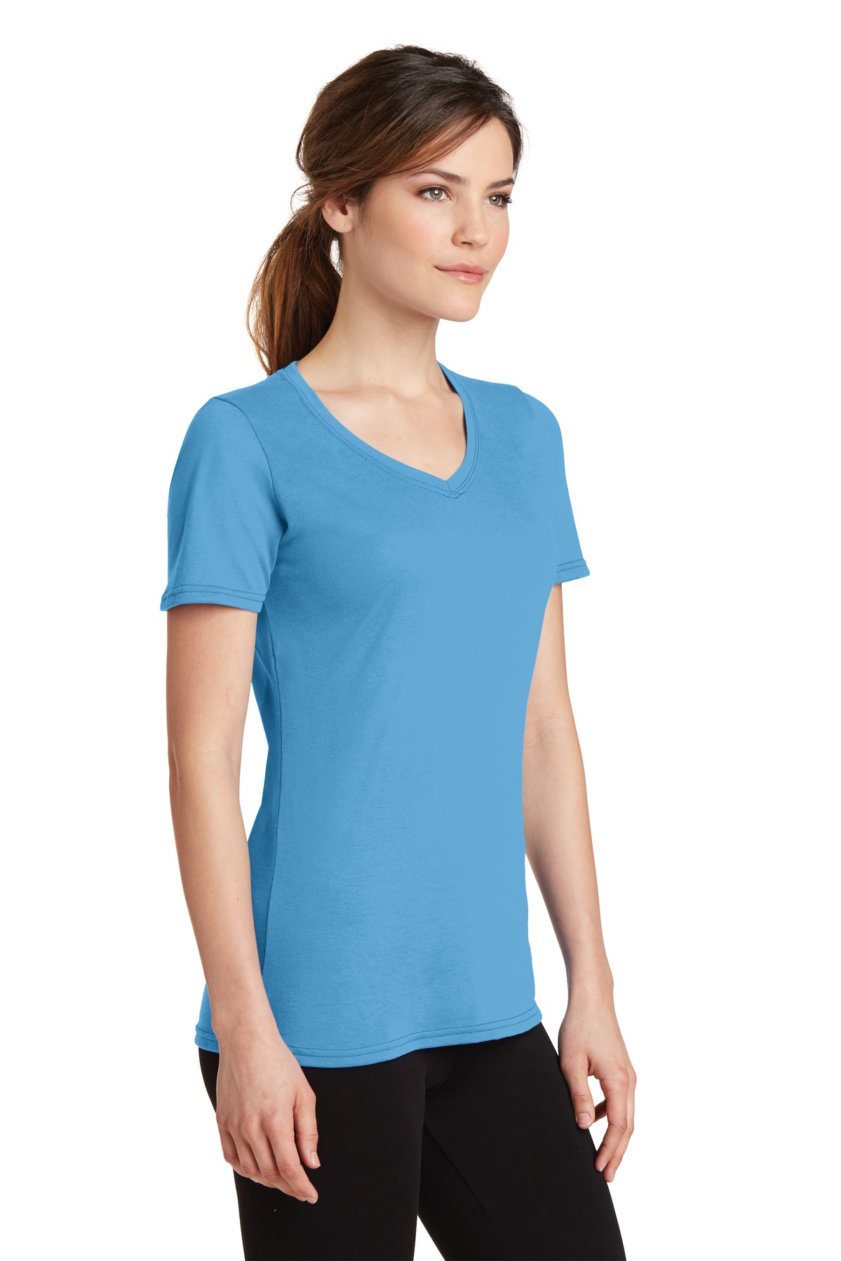 Port & Co Women's Performance Blend V-Neck Tee. LPC381V