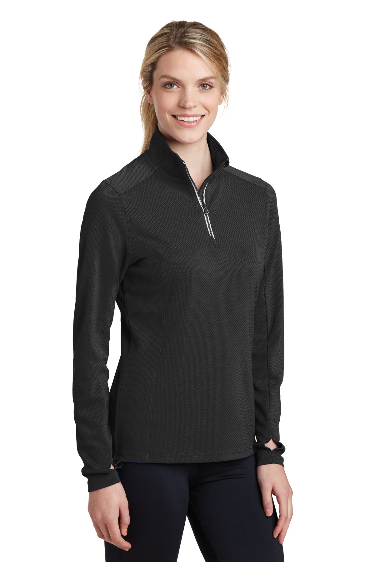Sport-Tek Women's Sport-Wick Textured 1/4-Zip Pullover. LST860