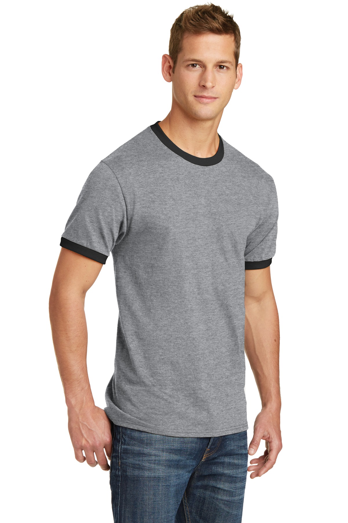 Port & Company Core Cotton Ringer Tee. PC54R