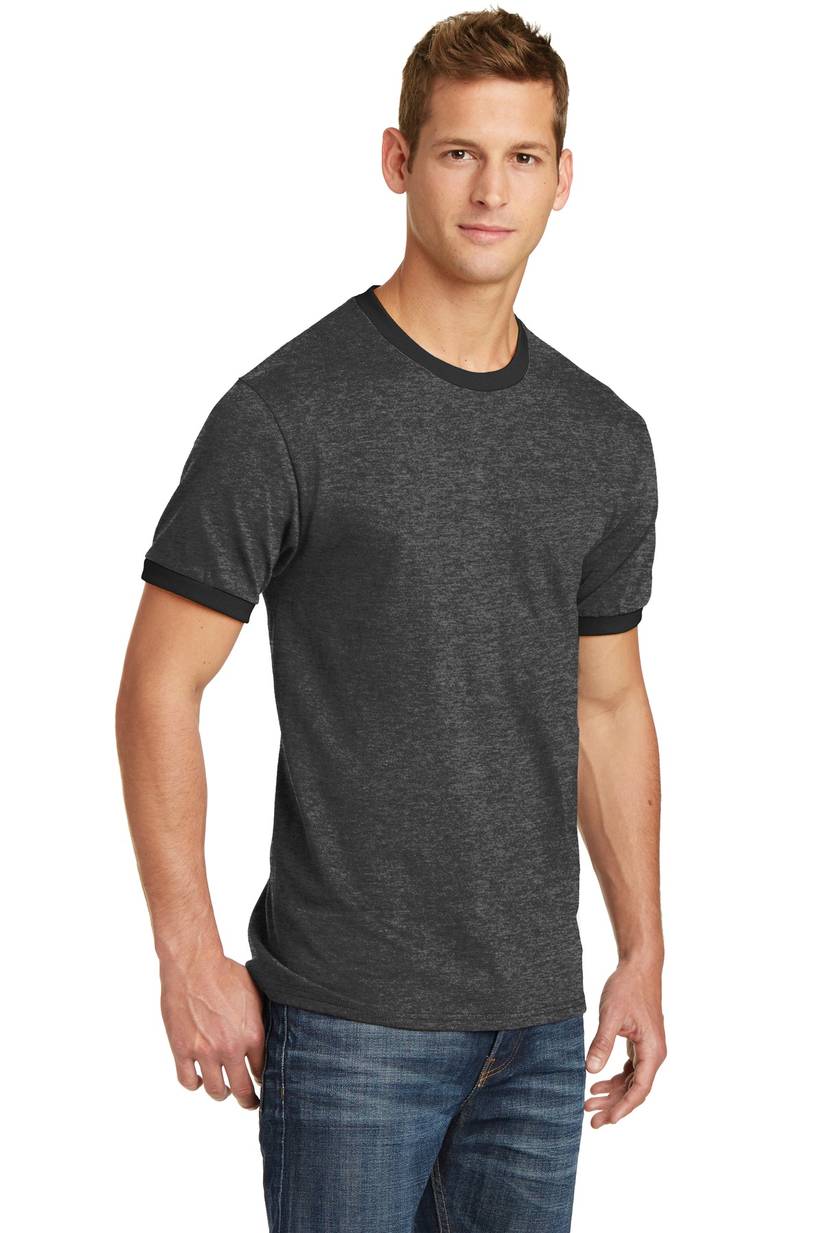 Port & Company Core Cotton Ringer Tee. PC54R