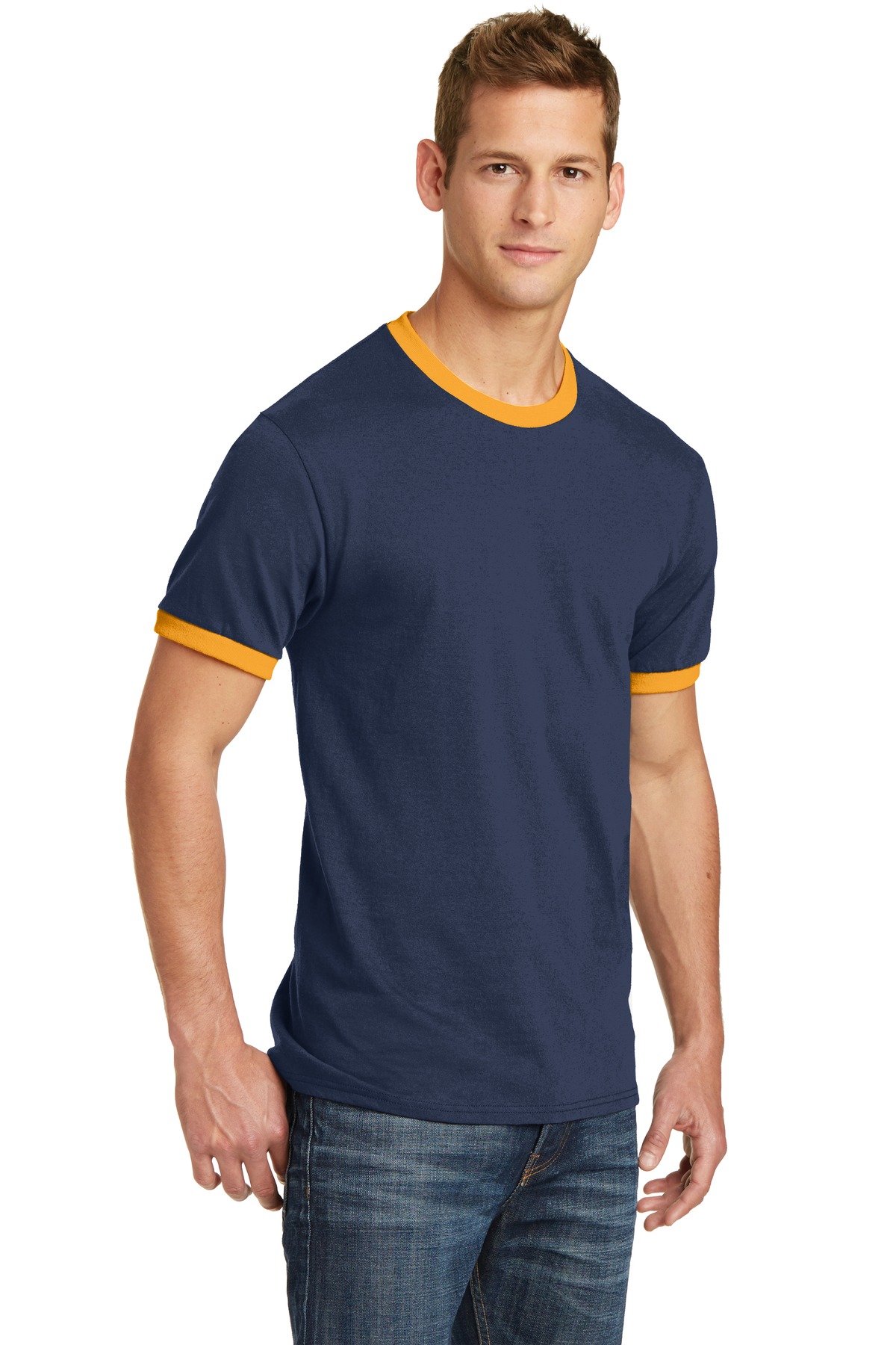Port & Company Core Cotton Ringer Tee. PC54R