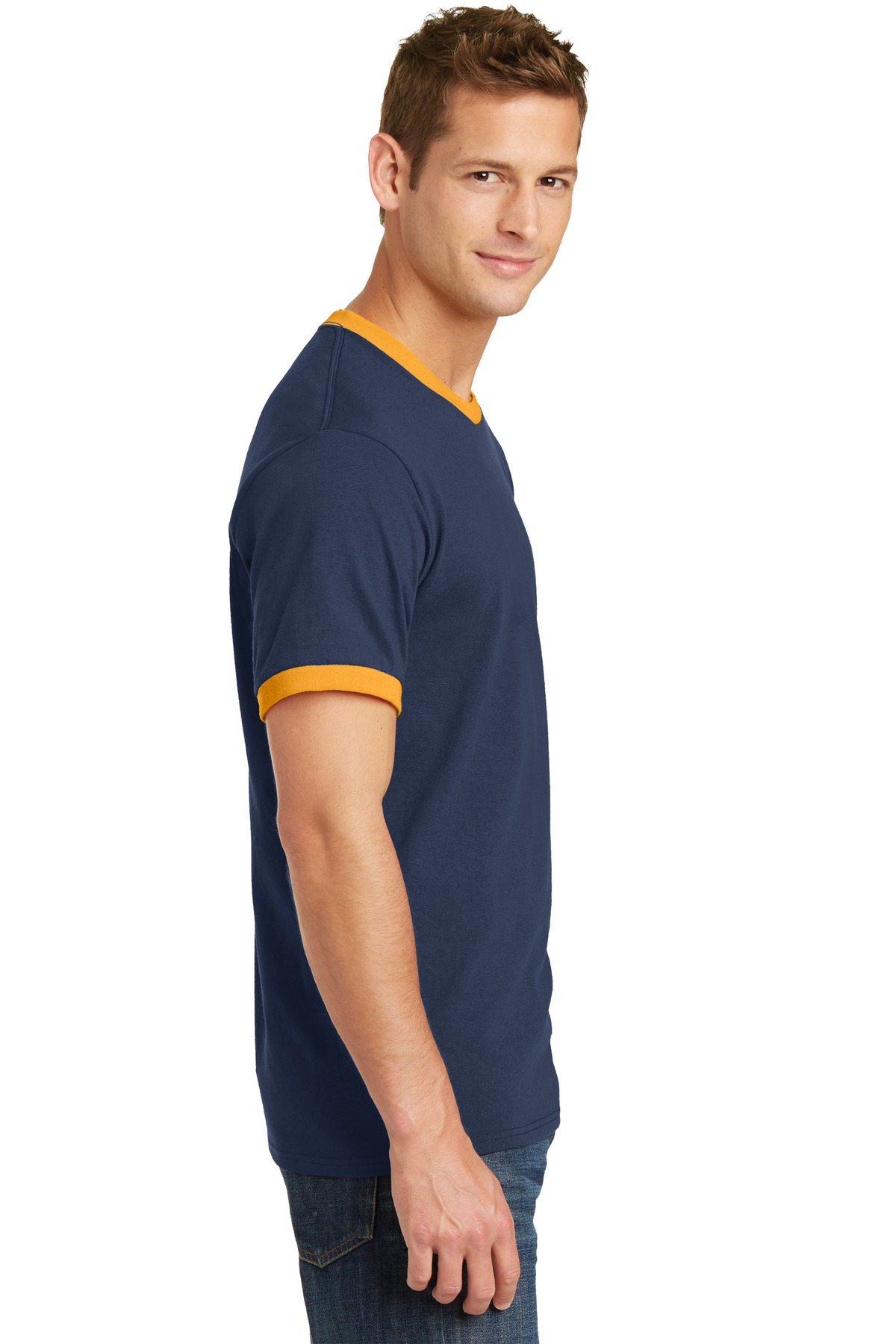 Port & Company Core Cotton Ringer Tee. PC54R