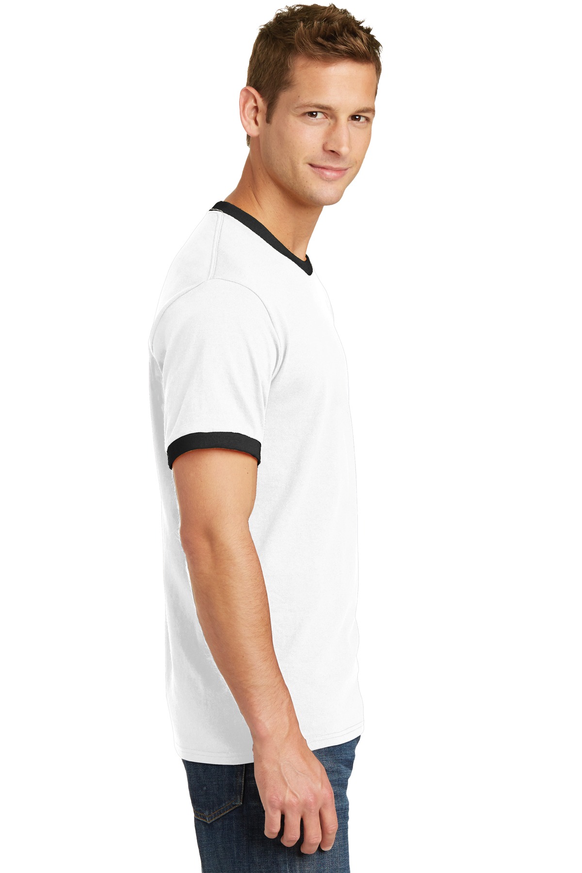 Port & Co Core Cotton Ringer Tee. PC54R
