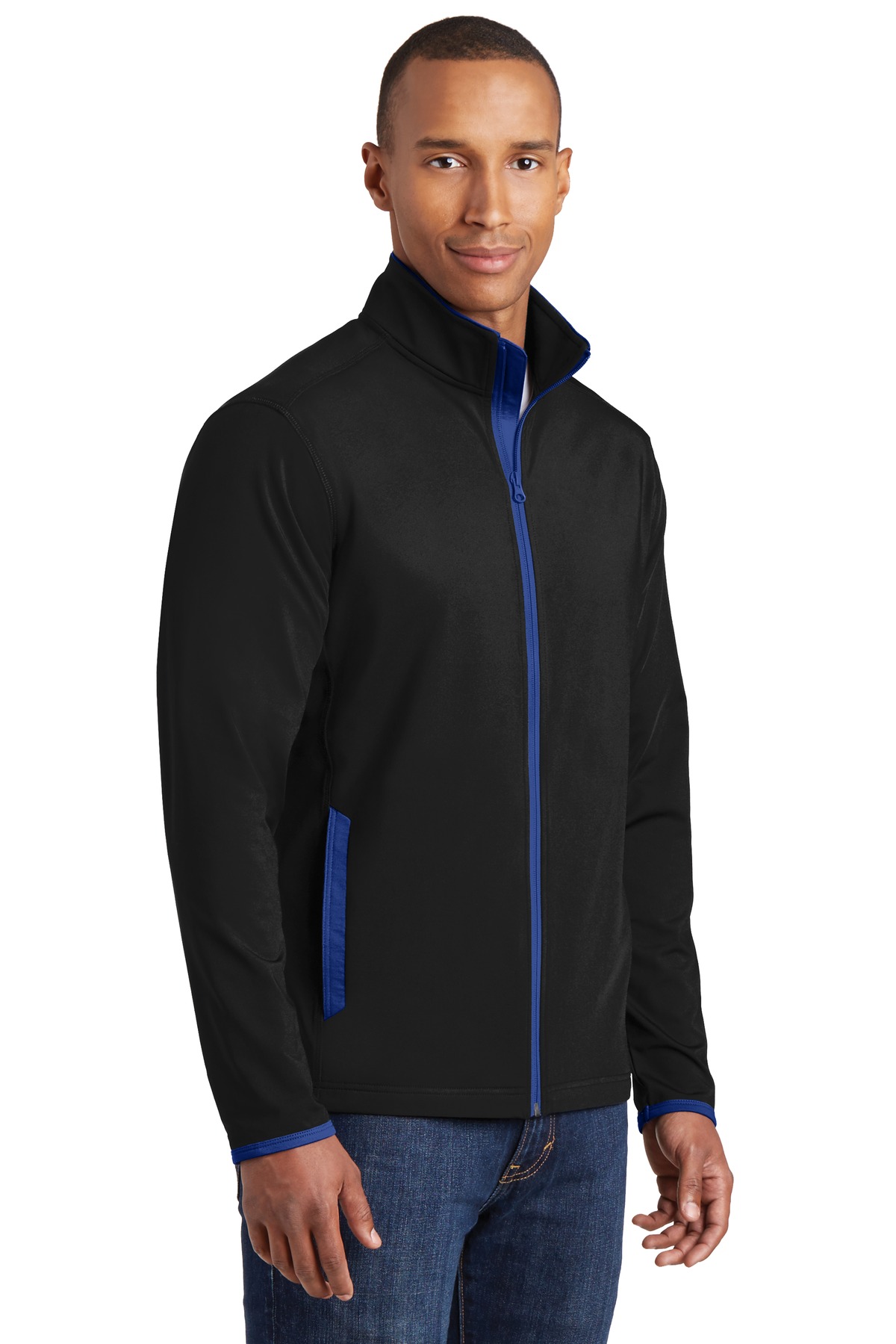 Sport-Tek Sport-Wick Stretch Contrast Full-Zip Jacket. ST853