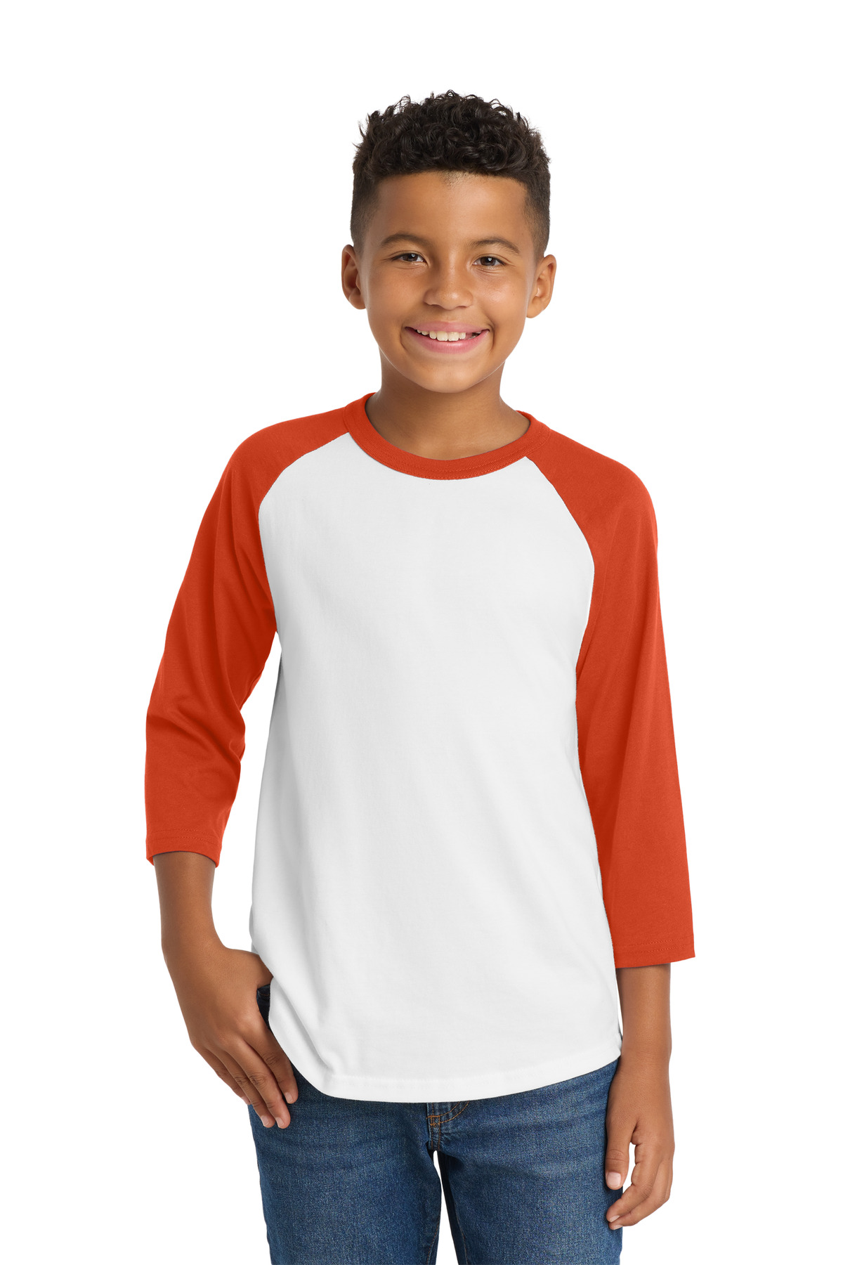 Sport-Tek ® Youth Colorblock Raglan Jersey. YT200 - White/ Deep Orange