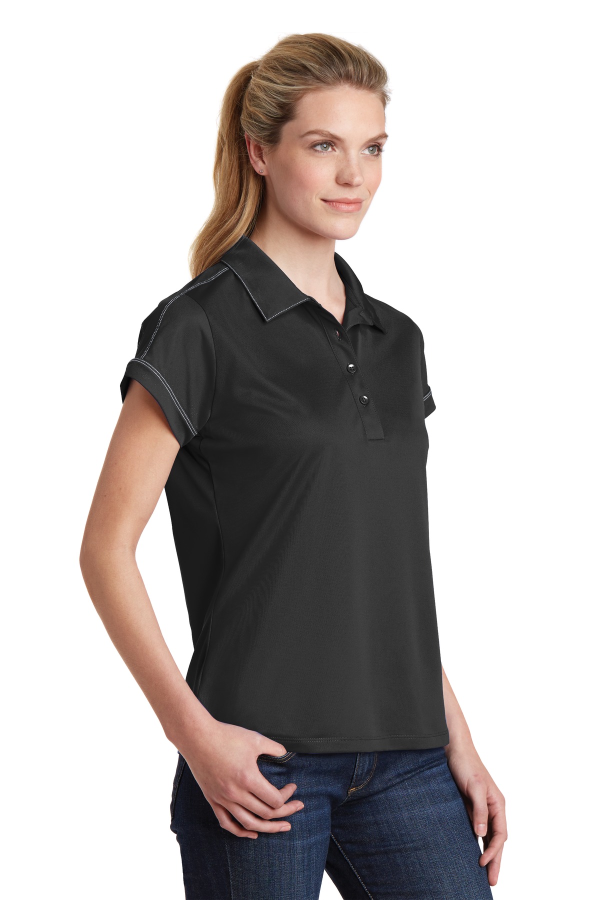 Sport-Tek Ladies Contrast Stitch Micropique Sport-Wick Polo. LST659